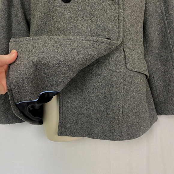 Banana Republic Wool Pea Coat Womens Small Gray Double Breasted Pockets Parka - Picture 4 of 14